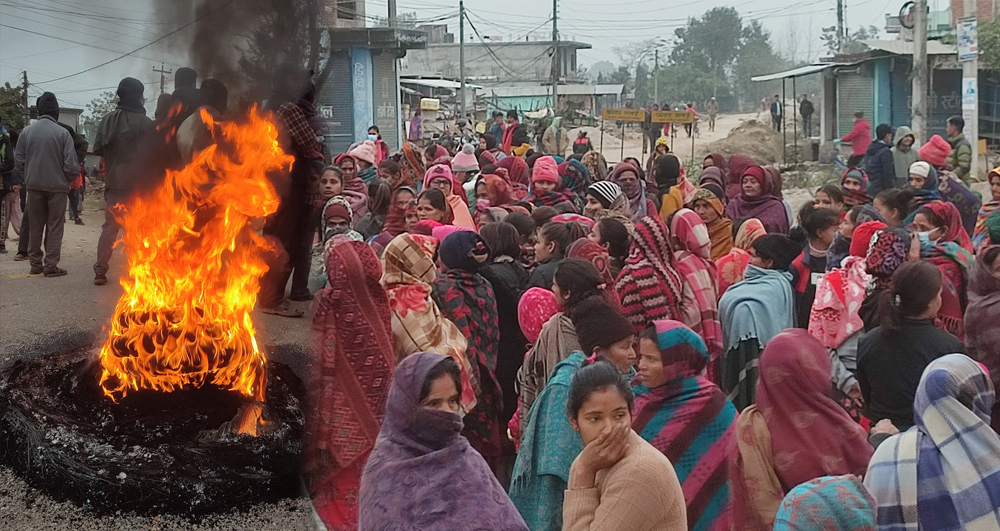 कैलालीमा मोटरसाइकलको ठक्करबाट महिलाको मृत्यु, पूर्वपश्चिम राजमार्ग अवरुद्ध