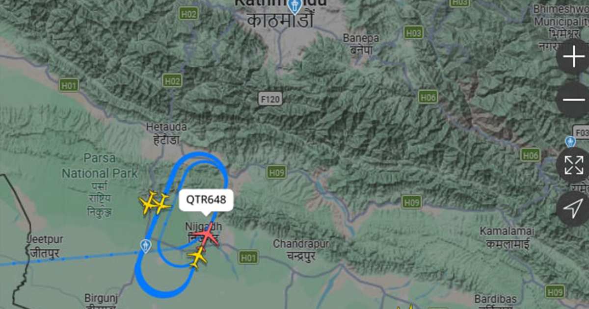 आन्तरिक उडान ठप्प, विदेशबाट आएका विमान घुमेको घुम्यै